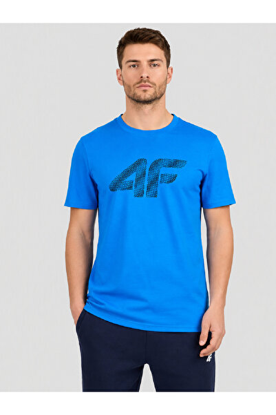 4F Tricou Basic Bărbați M3579, Albastru, 100% Bumbac, Sportstyle Baebele