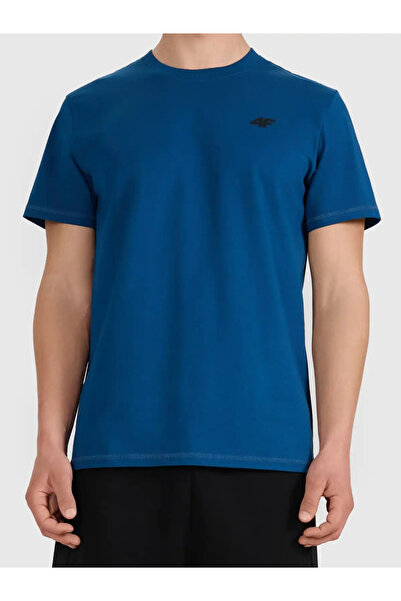 4F Tricou bărbătesc 100% bumbac M2669, Verde marin, Croială normală, Stil spo...