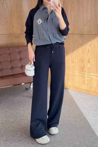 Suziş Brooched Shirt and Pants Set Key37145
