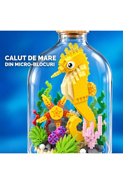 Flippy Set de Construit in Sticla, Flippy, Piese din Plastic, Calut de Mare cu Decor Marin, 14+, 10 x 19.6 cm, Multicolor