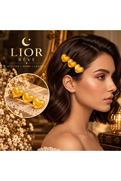 LİOR REVE ATELİER Lior Rêve Atelier 3-Piece Heart Buckle |   Yellow Heart Hai...