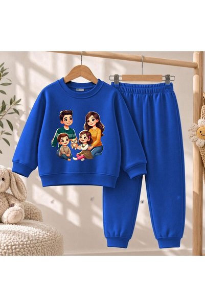 playwear Hanorac de echipă Family V1 imprimat pentru fete și băieți, cu gât r...