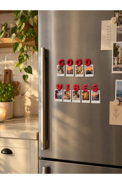 LioraeAtelier GOOD VIBES 9’lu Minik Hediyelik Harf Magnet Seti Buzdolabı Magneti