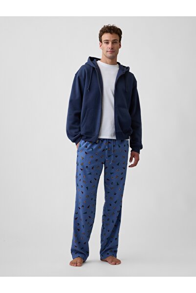 GAP Erkek Mavi Relaxed Flannel Pijama Altı