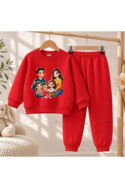 playwear Team Sweatshirt Family V1 Printed Girls' and Boys' Crew Neck Sweatshirt
