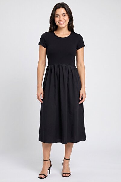 Brave Soul Women Knitted Plain Midi Dress, Black