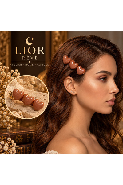 LİOR REVE ATELİER Lior Rêve Atelier 3-Piece Heart Buckle |   Brown Heart Hair...