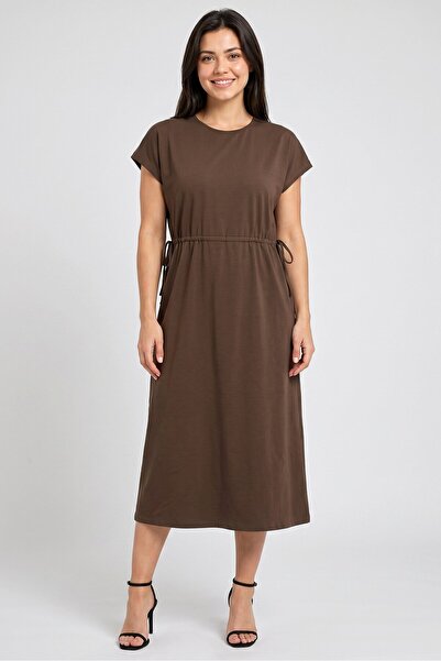 Threadbare Women Plain Midi Dress, Chocolate