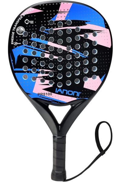 Ianoni Paddle Tennis Racket Carbon Fiber Surface with EVA Memory Flex Foam Co...