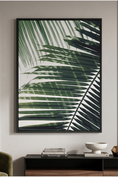 Jasmine Art Minimalist Palm Frond Nature Wall Art | Portrait Framed Canvas Pr...