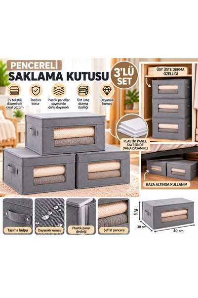 Capital Home 3'lü SET ÇOK AMAÇLI DÜZENLEYİCİ HURÇ + SAKLAMA KUTUSU ŞEFAF PENC...