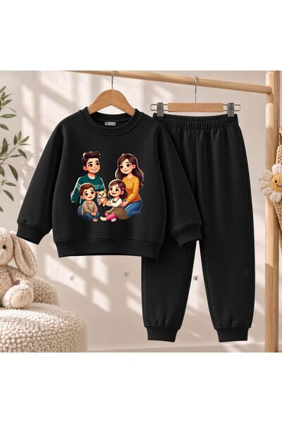 playwear Team Sweatshirt Family V1 Printed Girls' and Boys' Crew Neck Sweatshirt