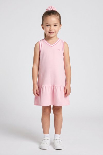 Draper James Kids Girl 2 Pcs Embroidered Dress With Scrunchie, Pink
