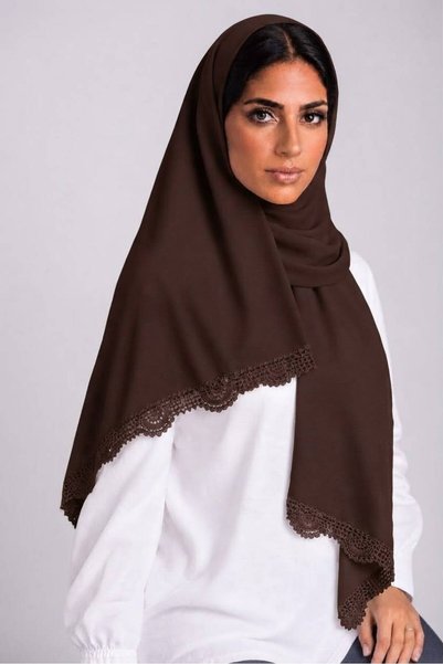 Veil Designer طرحة تركي بشغل اويه مع كوروشيه بقماش ياباني علي الطرفين المقاس ...