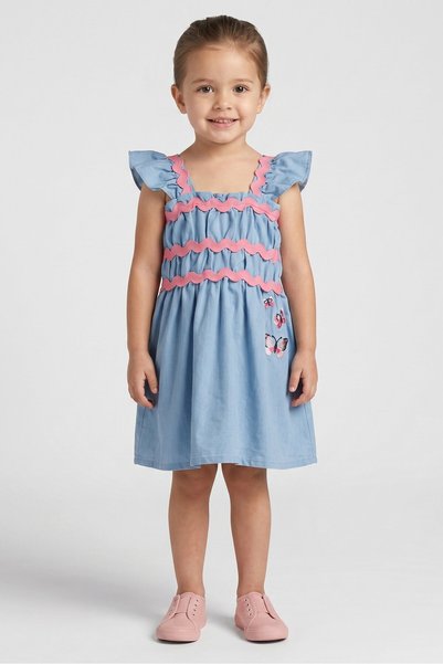 Penelope Mack Toddlers Girl Embroidered Dress, Light Blue