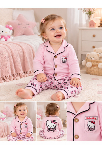 EMSTA BABY Cute Cartoon Characters Printed Long-Sleeved Baby Pajama Set - 100% Cotton
