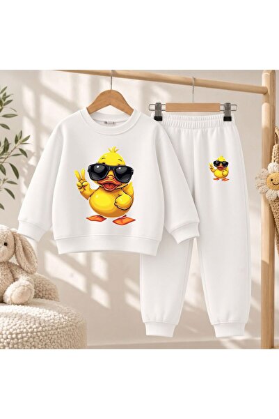 playwear Team Sweatshirt Peace Duck Printed Girls Boys Crew Neck