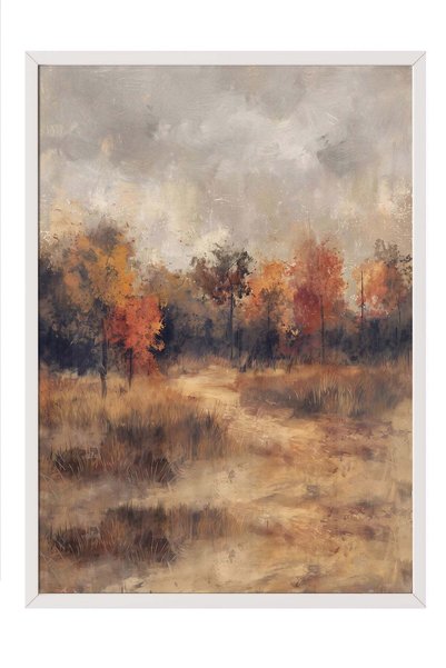 Postifull Autumn Forest Scenery Poster – White Framed Art Print No:160259