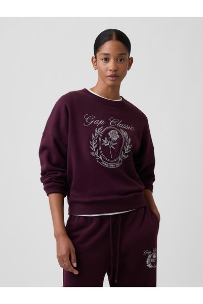 GAP Kadın Mor Relaxed Wedge Bisiklet Yaka Sweatshirt