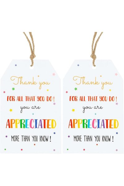 AZONEE Thank You Gift Tags, 100Pcs Colorful Star Tags with String, Appreciati...