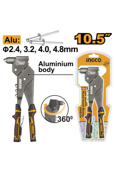 Ingco 360-degree 10.5-inch Rotary Head Manual Rivet Gun