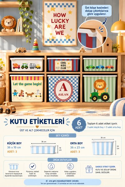 Kosinüs Reklam TROFAST 6’lı Kutu Etiketi Seti | 3 Küçük + 3 Orta Boy | Çocuk ...