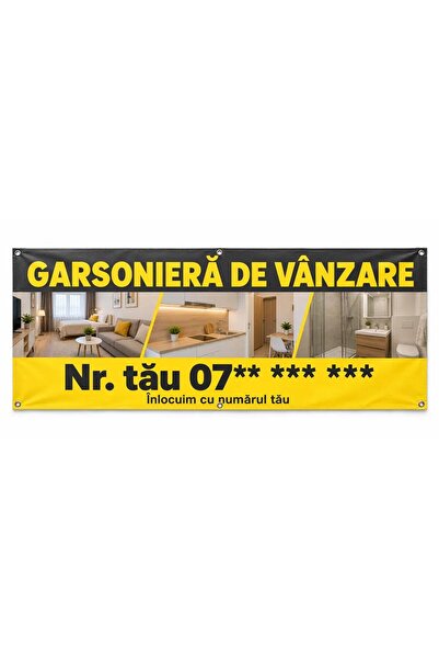 ShopPrint Banner garsonieră de vânzare cu numărul tău, 300x120 cm, frontlit c...