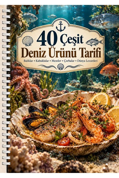 Eseran Print 40 Çeşit Deniz Ürünü Tarif Defteri-A5 Spiralli