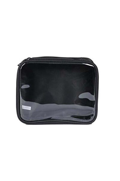 Hearts Transparent Black Practical Makeup Bag - Size M