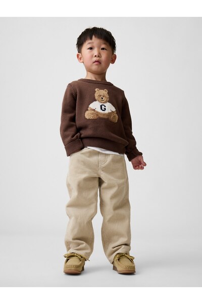 GAP Erkek Bebek Bej Kadife Pull-On Baggy Pantolon