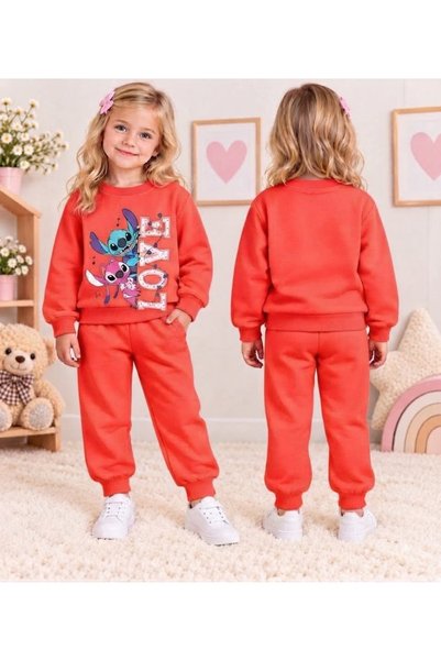 krm kerem bebe Set de pijamale din bumbac imprimat pentru fete, 2 piese (bluză și pantaloni)