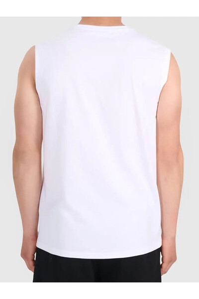 4F Tricou fără mâneci pentru bărbați, Alb, 100% bumbac, Croială normală, Gule...