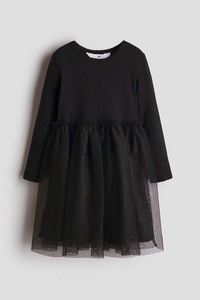 H&M Long-sleeved tulle-skirt dress