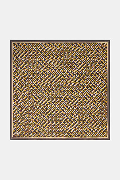 Kayra Geometric Pattern Lyocell Scarf Black-Orange