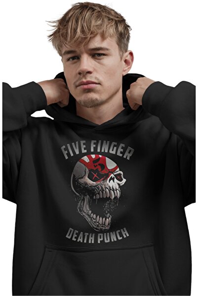 SEVBANO Hanorac premium oversize unisex cu imprimeu frontal Five Finger Death...