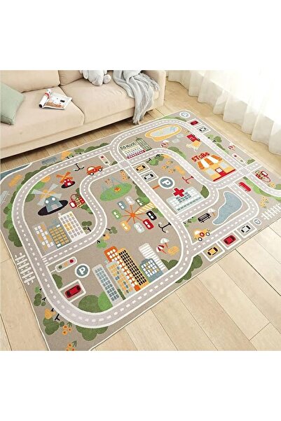 Paporich Kids Playroom Rug City Life Play Mat for Toy Cars and Trains, Play A...