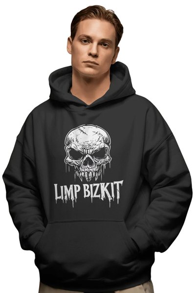 SEVBANO Hanorac premium oversize unisex cu imprimeu frontal Limp Bizkit Rock ...