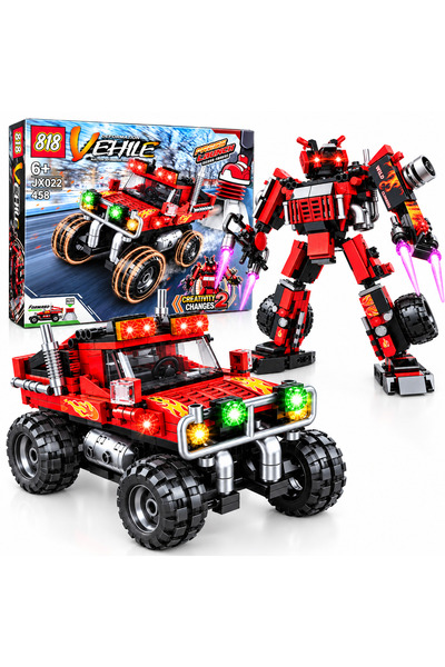 Mei Lian Set de construit Mașină transformabilă în Robot de luptă, 458 piese,...