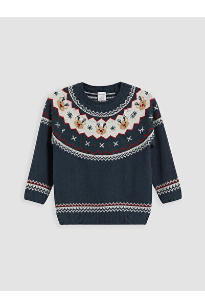 LC Waikiki Alita City Lcw Baby Indigo Oval Collar Baby Boy Knitwear Sweater