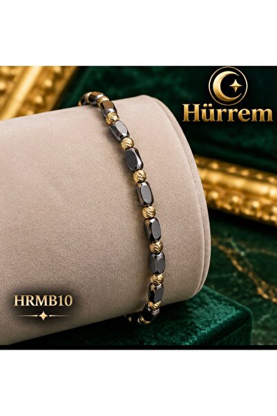Generic Brand Brățară cu hematit și biluțe din aur 14K Hürrem – HRMB10