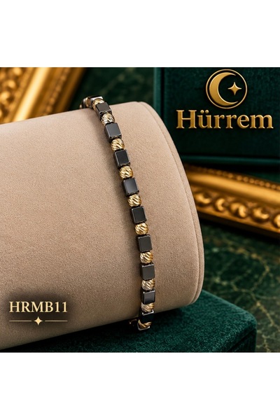 Generic Brand Brățară cu hematit negru și biluțe din aur 14K Hürrem – HRMB11