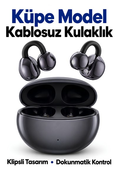DURKHEİM Küpe Model Kablosuz Bluetooth Kulaklık Klipsli Açık Tasarım Dokunmat...