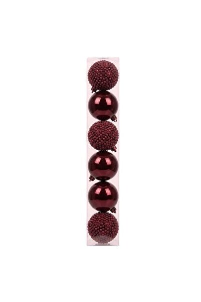 Noname Set of dark red Christmas balls 6 pieces