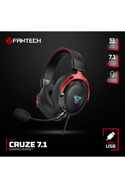 Fantech HG31 RGB Gaming Headset, 53MM Drivers, 7.1 Surround Sound, USB-A Plug...