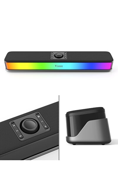THRONE Harmony V2 RGB Gaming Soundbar – 14W Bluetooth Hoparlör – USB + Type-C – 6 Ses Modu-Siyah