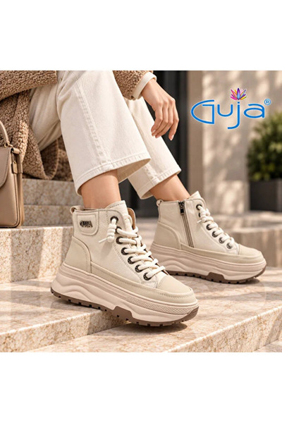 Guja 26K336 Hakiki Deri Fermuarlı Kadın Sneaker Bot