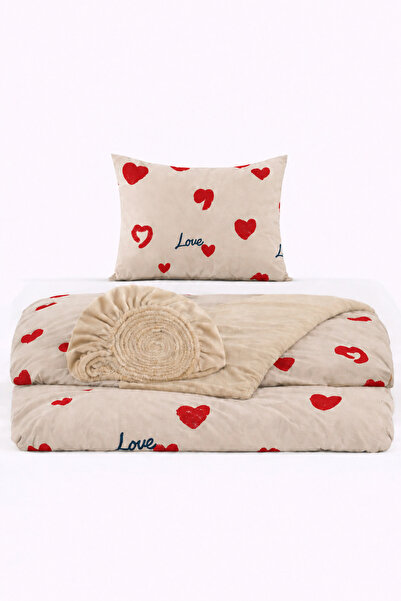 İQON Elastic Sheet Duvet Cover Set Single Size Amr Red Otlt1