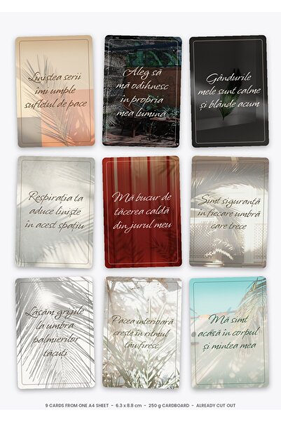 OEM Affirmation Cards Set Palm Tree Shadows on the Wall, 9 Pieces, 250g Cardb...