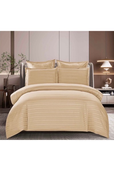 Truva Home Lenjerie de Pat Dublu | Damasc Premium, Hotelier | 6 Piese | Cearc...