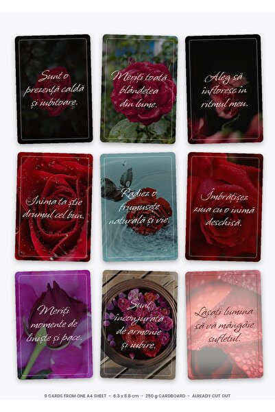 OEM Affirmation Cards Velvety Rose Petals, Personal Development, Cardboard 25...